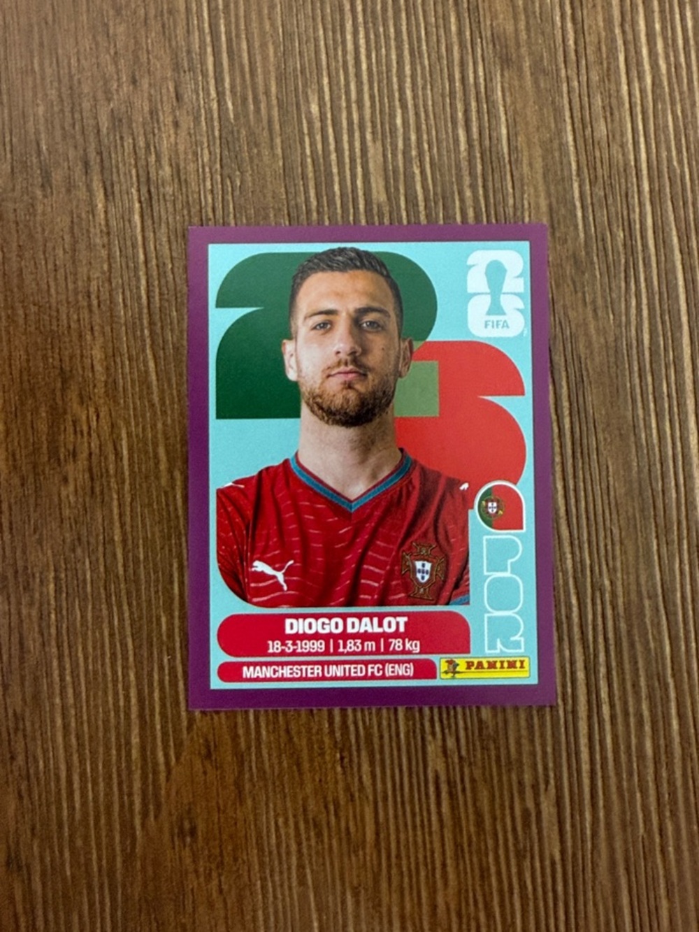 Panini Sticker FIFA World Cup 2026 Diogo Dalot Card - Purple Border